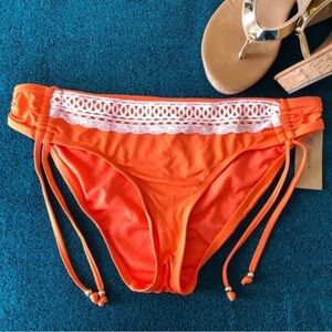 Cremieux Orange Bikini Bottom Size L Tunnel Tab Hipster Swimwear NWT